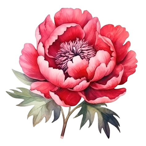 Red Peony Watercolor Flower Background Background Spring Flower Png