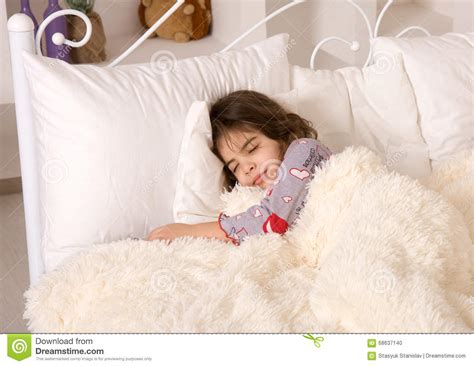 Tired Little Girl Sleeps Stock Photo Image Of Daughter