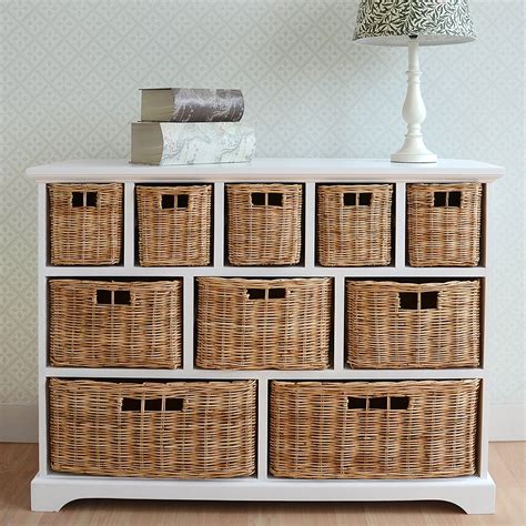 An ideal option for compact spaces, our book shelves and drawer units steal the. Tetbury Wide Storage Chest with Wicker Baskets, large ...