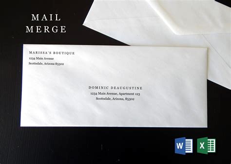 Business Envelope Template Microsoft Word Mail Merge Printable Address