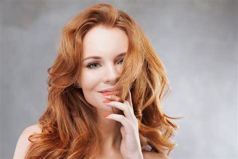 Portrait Of Young Beautiful Red Haired Woman Caucasian Type Stock Image