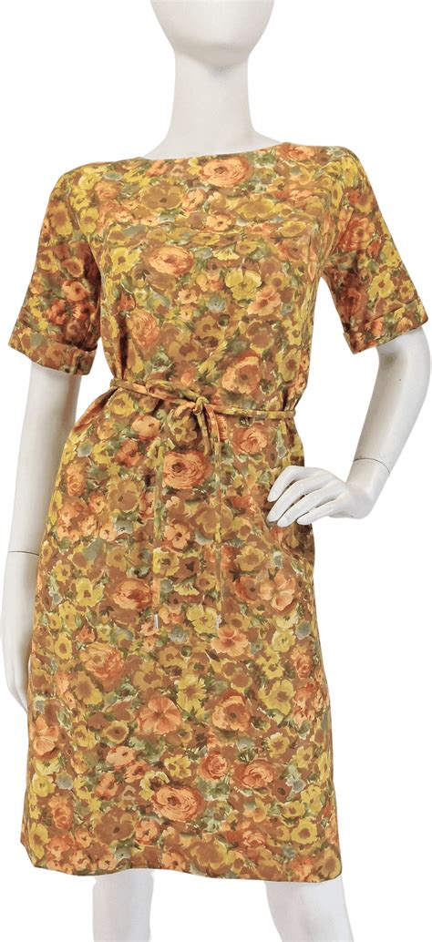 vintage 60 s floral print belted midi dress shop thrilling