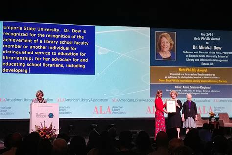 Dr Mirah Dow Receives Beta Phi Mu Award Kasl
