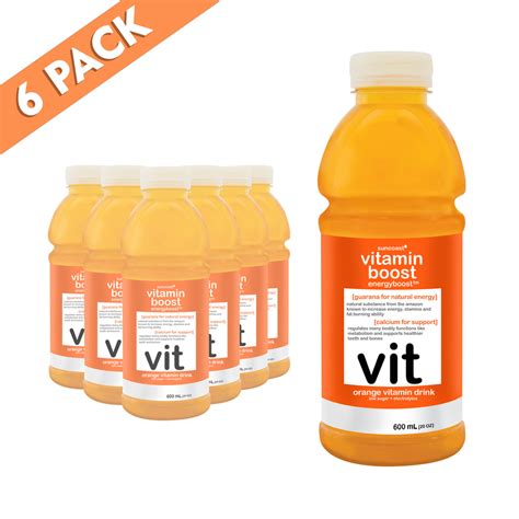 Vitamin Boost 600ml Energyboost Orange Vitamin Drink Pack Of 6