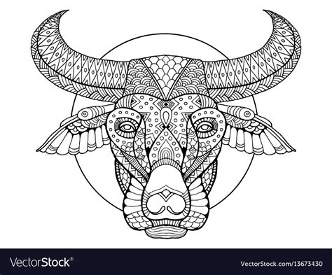 Buffalo head coloring book Royalty Free Vector Image