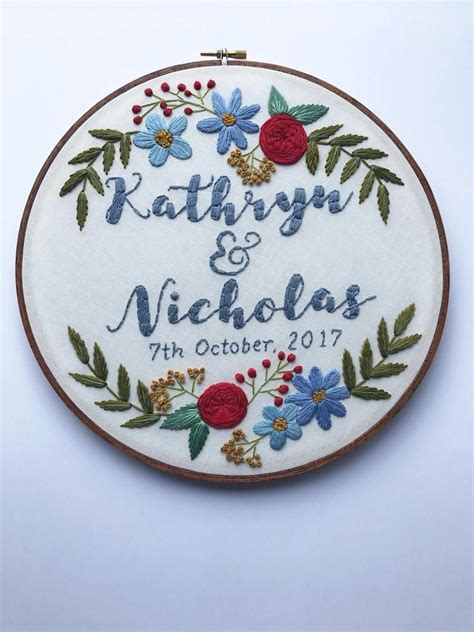 Custom Embroidery Design Wedding Anniversary Family Last Name | Etsy ...