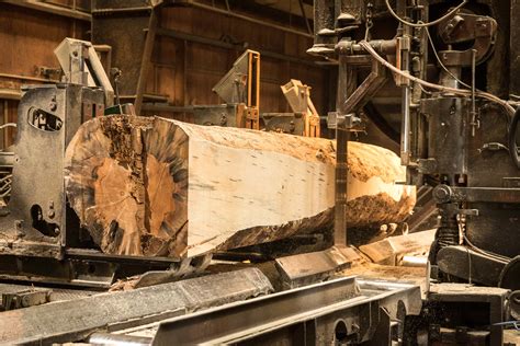 Large Log Being Cut My Automated Saw In Lumber Mill Malheur Lumber