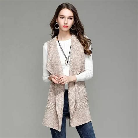 Autumn Womens Vest Long Vest Knitwear Cardigan Solid Color Loose Casual Thin Lady Coat