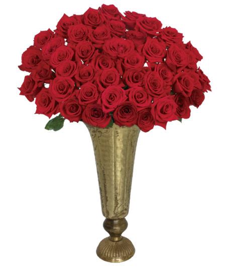 50 Red Roses Bouquet Long Stem Roses Calyx Flowers