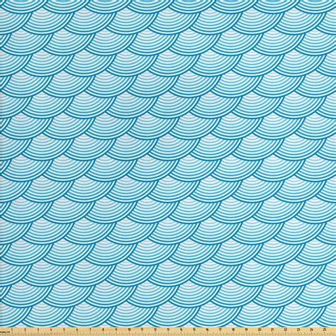 Fish Scale Fabric By The Yard Retro Style Diagonal Pattern With Curves