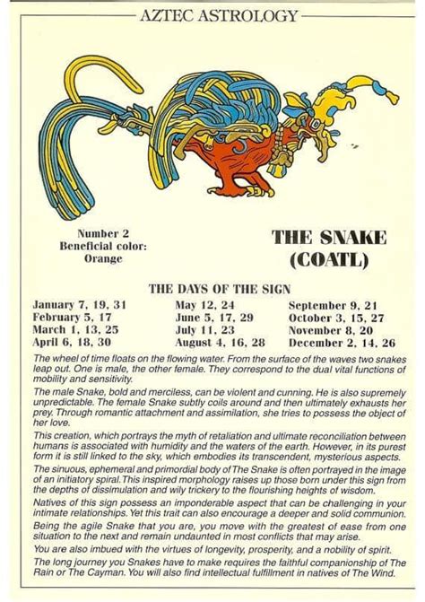 Aztec Astrology The Snake Aztec Symbols Aztec Culture Astrology