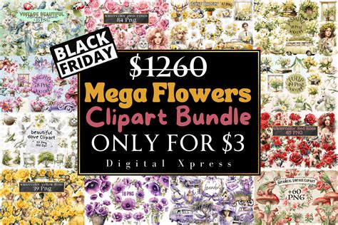 Mega Flowers Clipart Bundle Bundle · Creative Fabrica