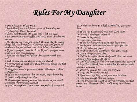 Love These Rules For My Daughter To My Daughter Special Quotes Feminist Quotes
