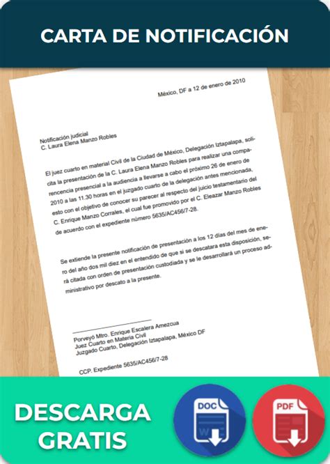 Carta De Notificación 【 Ejemplos Y Formatos 】word Pdf