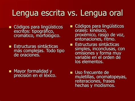 PPT La Lengua Escrita Vs Oral PowerPoint Presentation Free Download ID