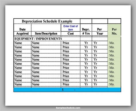 27 Sample Depreciation Schedule Sample Schedule