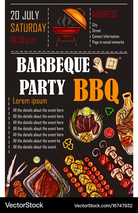 A Bbq Menu Template Royalty Free Vector Image Vectorstock