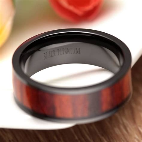 Aliexpress Buy Retro 8mm Red Wood Ring Black Titanium Within Red Men039s Wedding Bands 