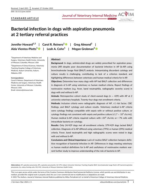 Pdf Bacterial Infection In Dogs With Aspiration Pneumonia At 2