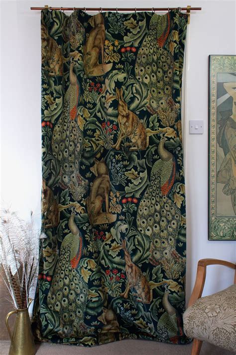 William Morris And Co Forest Velvet And Velvet Lined Heavy Door Curtain 84 Drop M2m Door Curtains