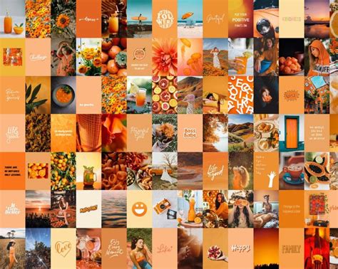 Shiny Orange Aesthetic Wall Collage Kit Orange Photo Collage Etsy
