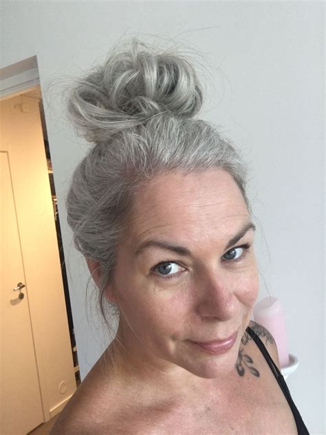 Messy Silver Bun My Go To Hairstyle When Time Is Short Grey Hair