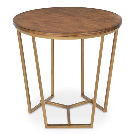 Kate And Laurel Solvay Round Wood And Metal Side Accent Table Walnut