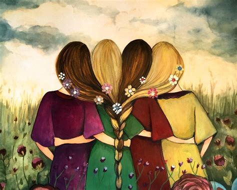 Four Sisters Best Friendsbridesmaids Present Art Print Etsy In 2020