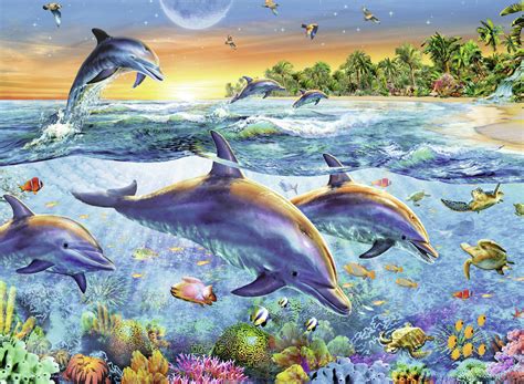 500 Pcs Jigsaw Puzzle Dolphin Bay Dolphins Ravensburger 142101