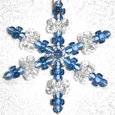 Beaded Snowflake Ornaments 4pc Set Sapphire Blue Etsy