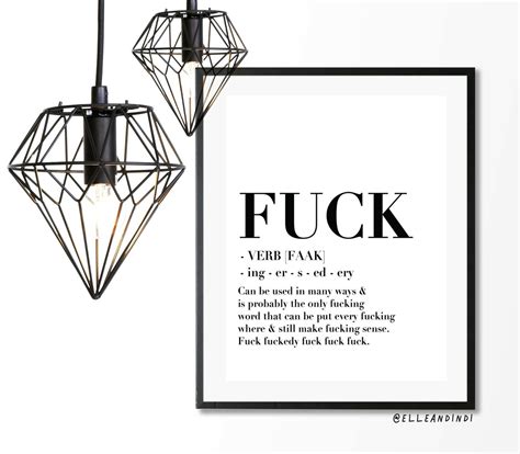 Fuck Definition Funny Typography Print Poster Etsy