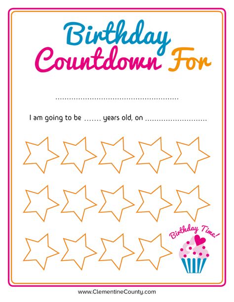 Birthday Countdown Printable Printable World Holiday
