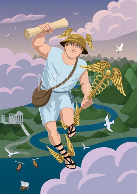 Hermes Ilustración vectorial mercurio dios griego Etsy España