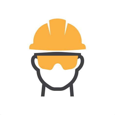 Construction Worker Icon Safety Man Icon Safety Helmet And Safety Glasses Icon Vector