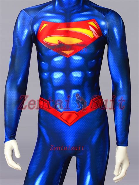 New 52 Superman Costume Shiny Superman Costumes 3d Shade Spandex Lycra