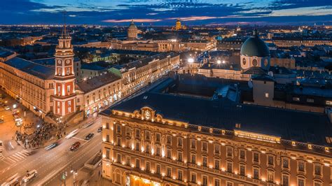 Night Russia Architecture Building Saint Petersburg Hd Travel
