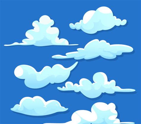 Cloudy Sky Background Template Colored Flat Handdrawn Design Ai Eps