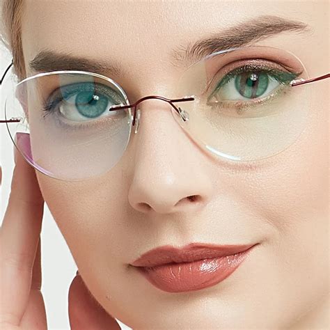 Titanium Unisex Glasses Rimless With Diopter Round Eyeglasses 8506 Unisex Glasses Glasses For