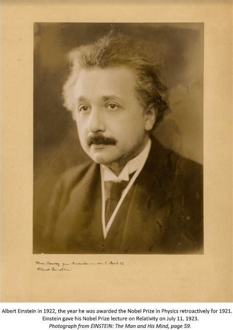Einsteins Nobel Prize Address Centennial Einstein The Man And His Mind