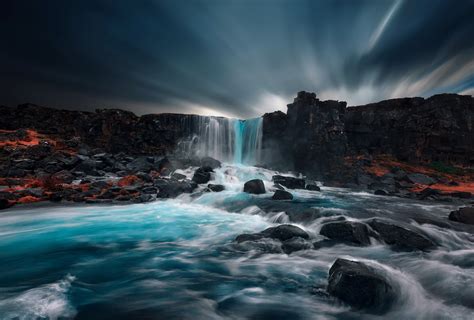 Nature Iceland Water Waterfall Rock Glacier River Hd Wallpaper