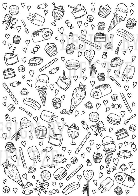 Sweets And Pastries Colouring Page Sweets Colouring Page Hearts