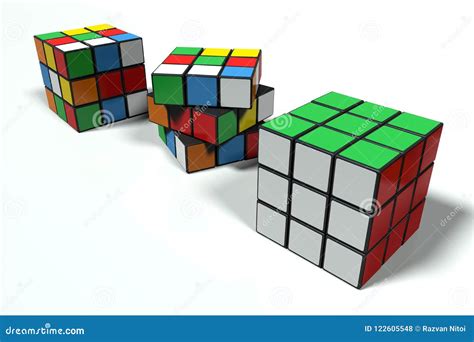 Rubik`s Cubes 3 Stages Ultra High Resolution Editorial Stock Photo