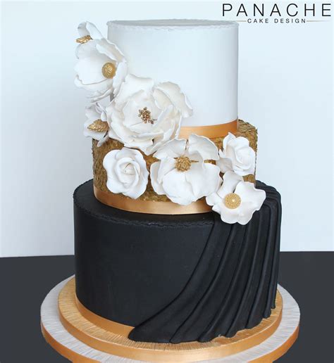 Contemporary Wedding Cake Wedding Cakes London Monochrome Black Gold