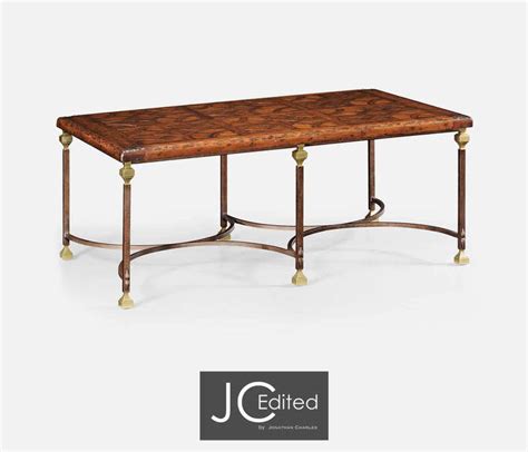 Jonathan Charles Argentinian Walnut Parquetry And Iron Coffee Table