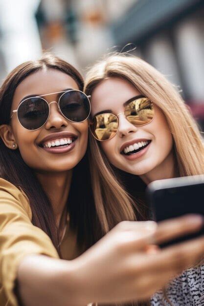 Premium Photo Shot Of Two Young Women Taking A Selfie Together Created With Generative Ai