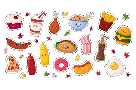 Kawaii Food Stickers Printable