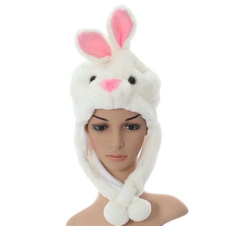 Doubchow Cute Plush Earflap White Rabbit Bunny Animal Hats For Adults