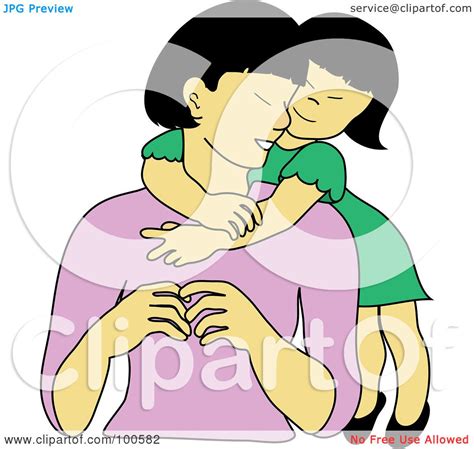 Royalty Free Rf Clipart Illustration Of A Loving Asian Daughter Hugging Her Mom From Behind By