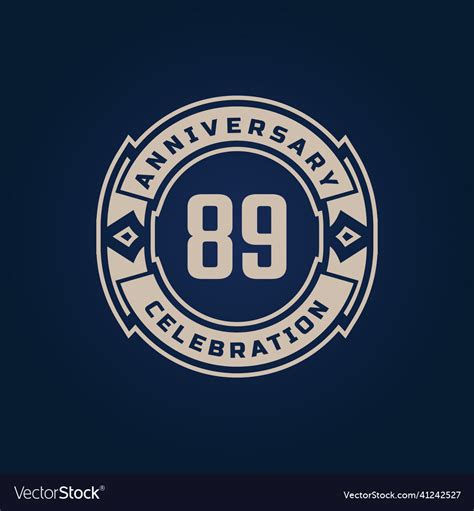 89 year anniversary celebration with golden color vector image