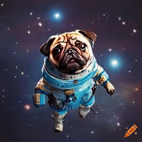 Pug Wearing A Spacesuit In Outer Space On Craiyon